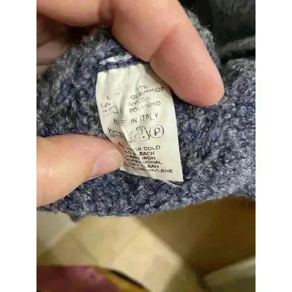 Vintage Gran Sasso Lamb Wool/Nylon Heathered Blue Braid Knit Sweater XL Italian - Picture 10 of 12